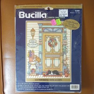 NWT Bucilla Counted Cross Stitch Sampler Kit, Welcome to My Home #42081 Cat, Dog